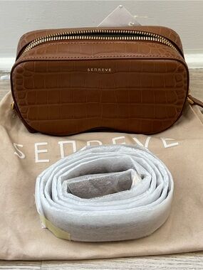Senreve Cognac Croc-Embossed Leather Waist Bag